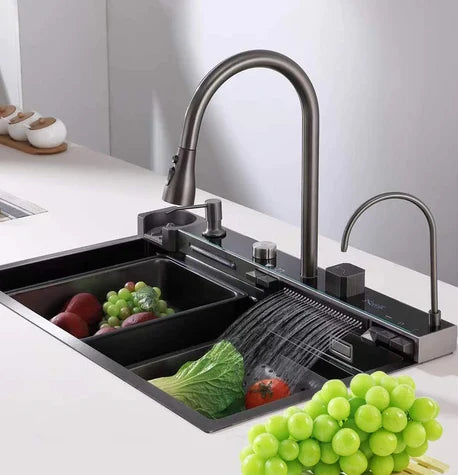 Évier Multifonction Premium-2 Smart Wave avec 5 sorties d'eau